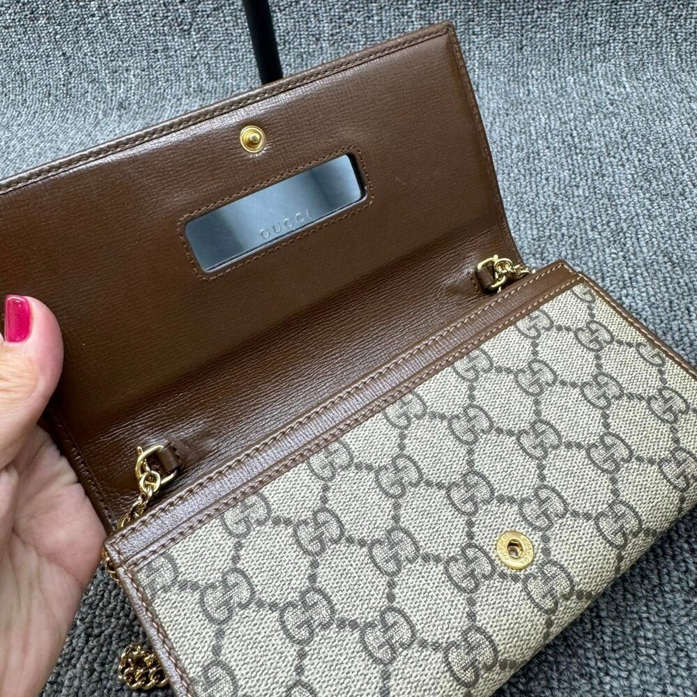 100% Authentic GUCCI Horsebit Chain Wallet Shoulder Bag - Picture 9 of 11